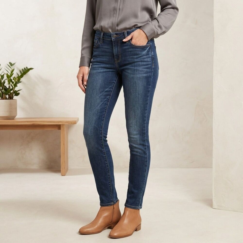Old Navy Womens Size 0 Original Mid Rise Skinny Jeans Dark Wash Stretch Denim